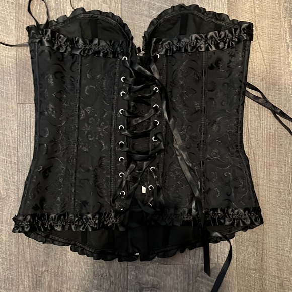 Sexy Large Black Corset front zipper, long - Picture 3 of 9